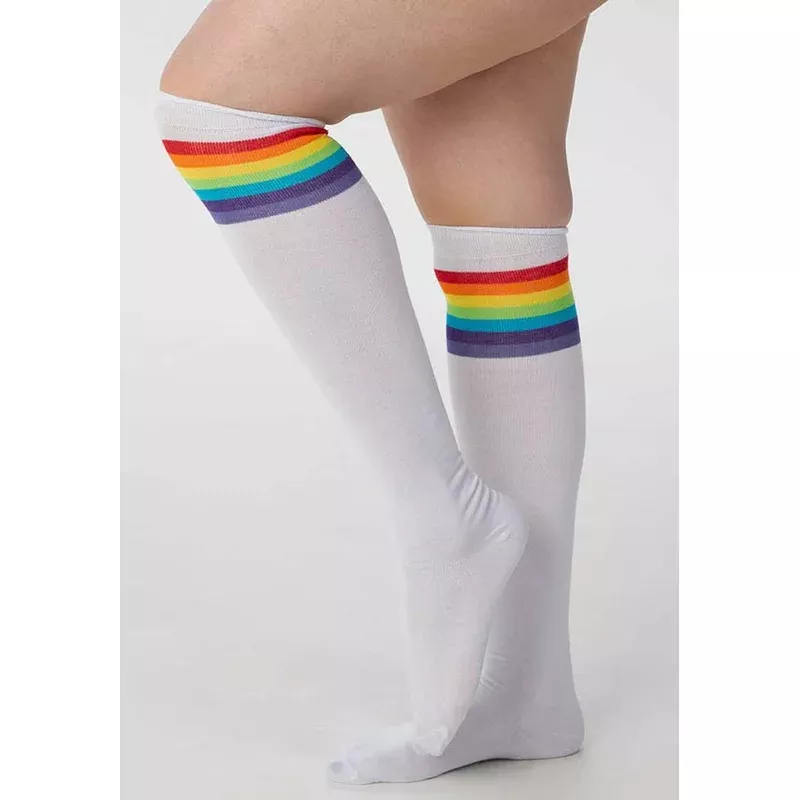 Referee [White/Rainbow] | OVER THE KNEE SOCKS*