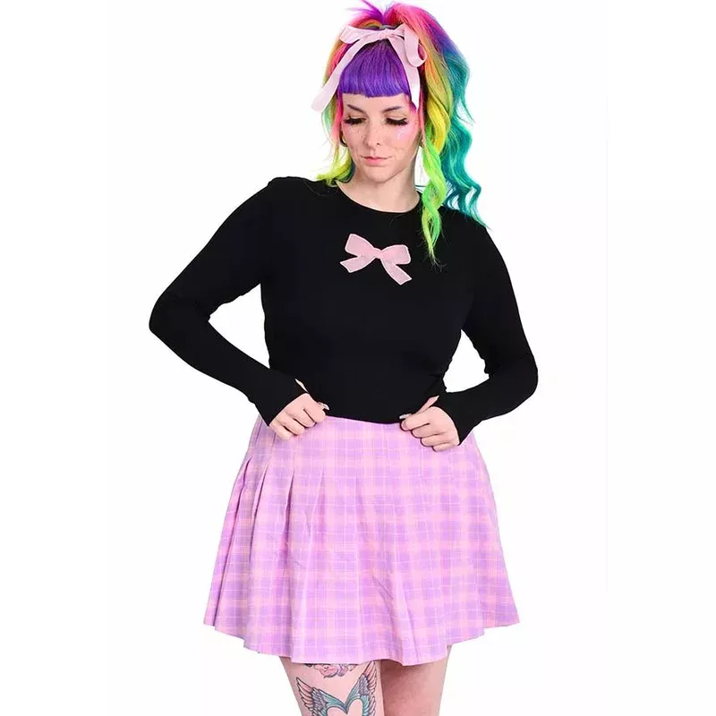 Ribbon Cut Out [Black/Pink] | LONG SLEEVE TOP
