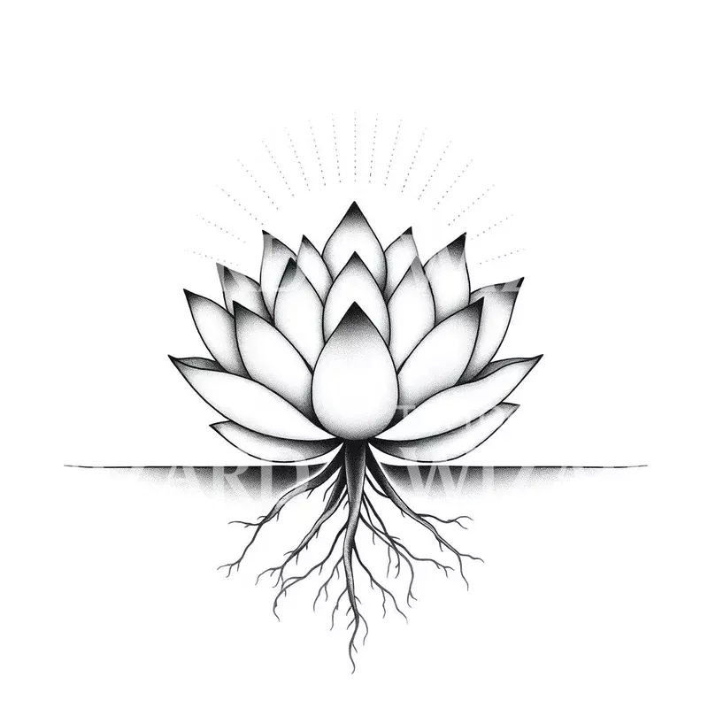 rooted-lotus-tattoo-design Rooted Lotus Tattoo Design