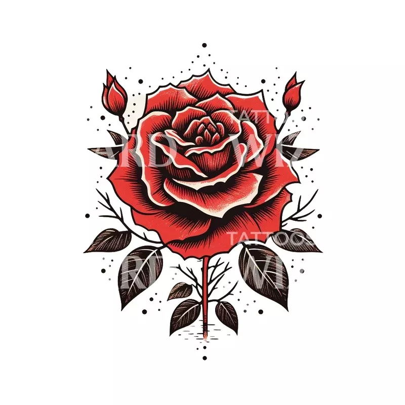 rose-old-school-tattoo-design Rose Old School Tattoo Design