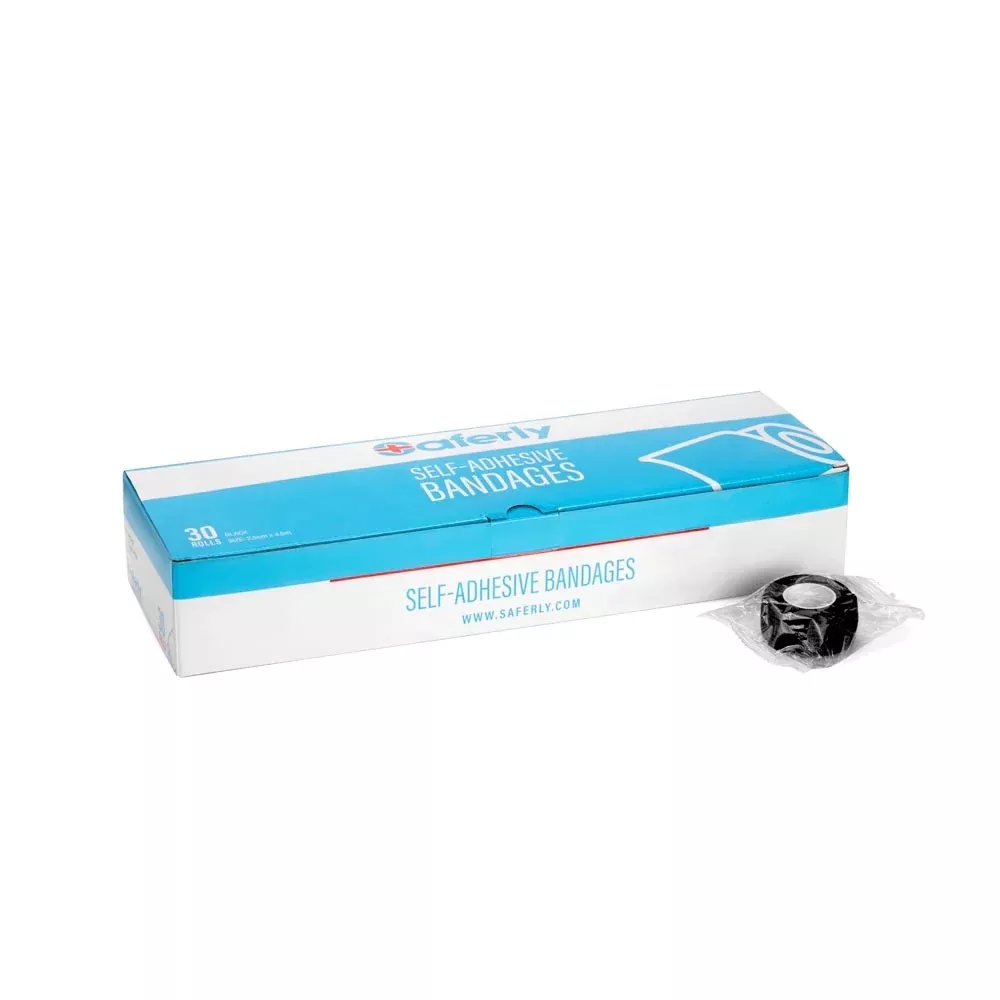 saferly-cohesive-bandage-wrap-1-box-30 SAFERLY COHESIVE BANDAGE WRAP 1" — BOX OF 30