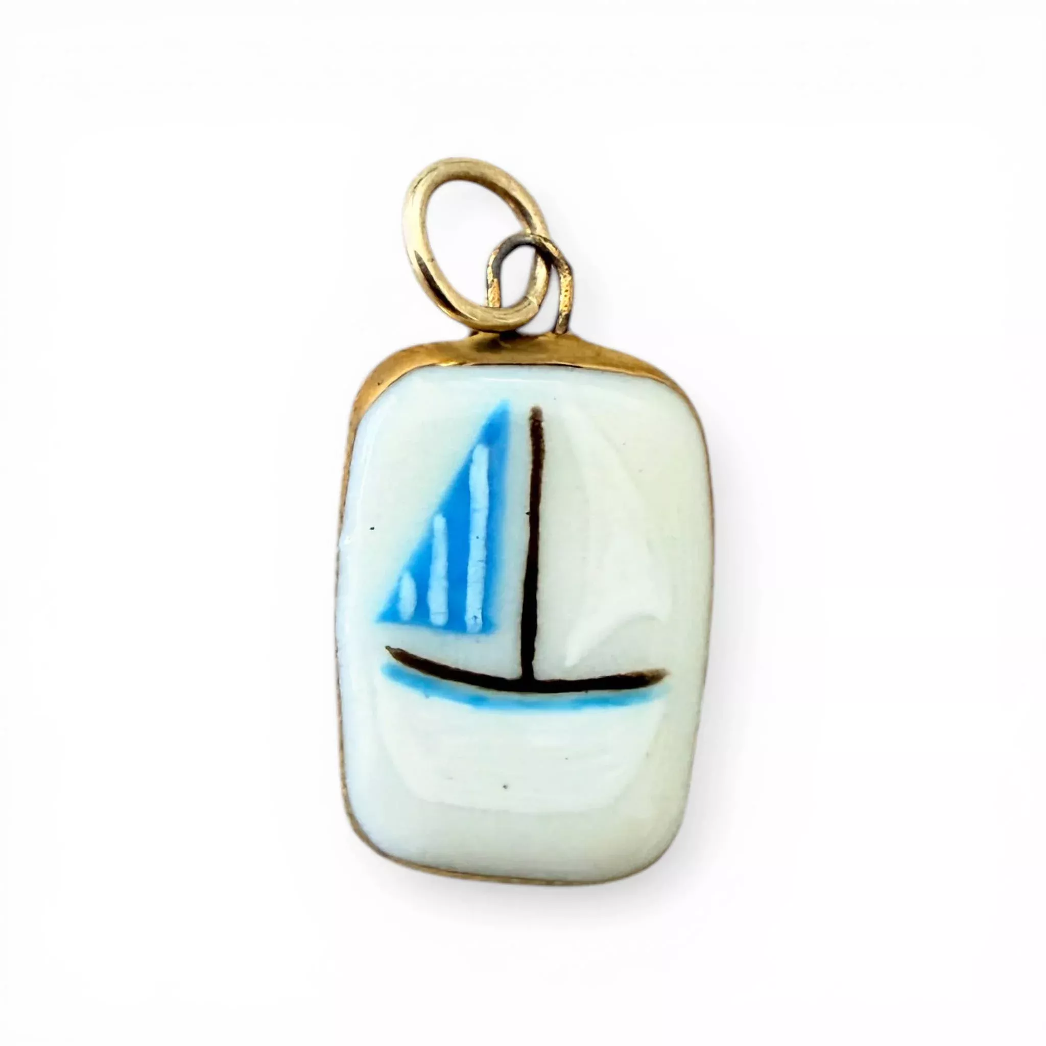 Sailboat Rectangle Charm: Light Blue
