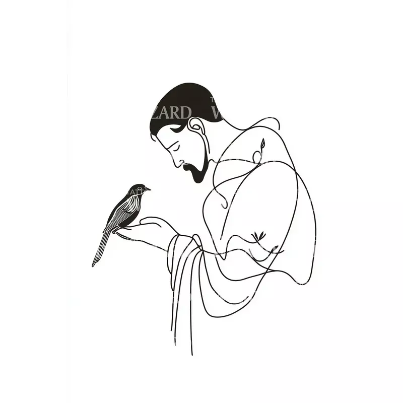 saint-francis-minimal-tattoo-design Saint Francis Minimal Tattoo Design