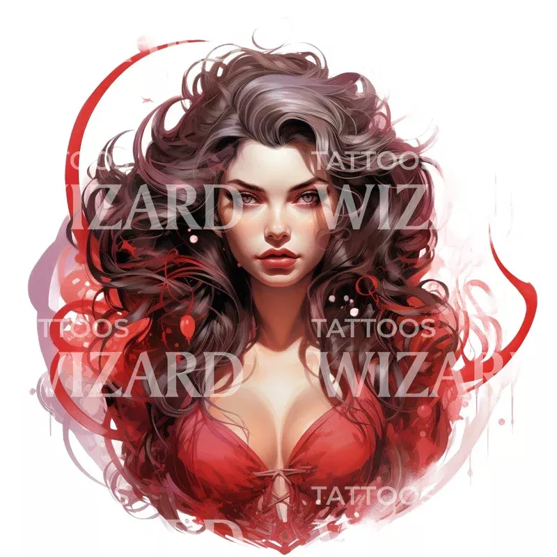 scarlet-witch-marvel-inspired-tattoo-design Scarlet Witch Marvel Inspired Tattoo Design