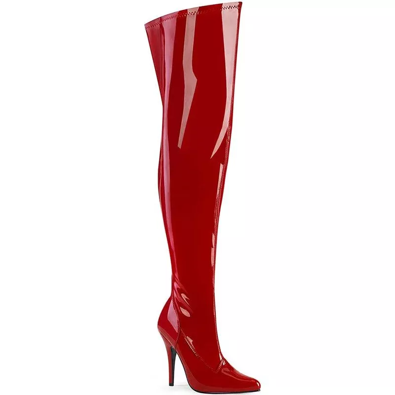 SEDUCE-3000WC [Red Pat] | WIDE CALF BOOTS [PREORDER]