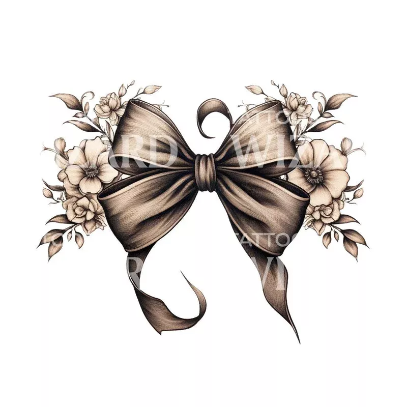 sepia-bow-tattoo-design Sepia Bow Tattoo Design