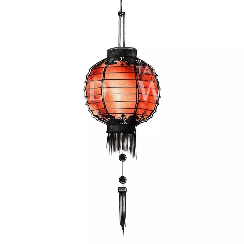 Simple Chinese Lantern Tattoo Design