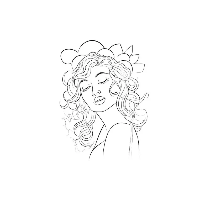 Single Line Woman Portrait Tattoo Design
