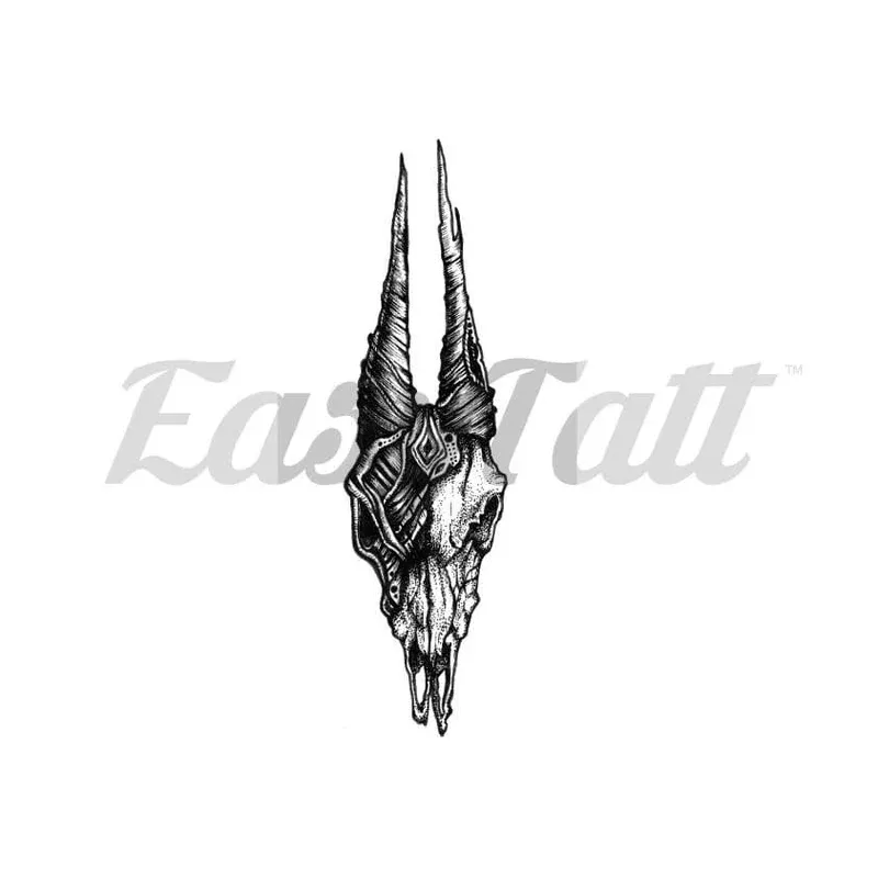 Skull with Horns – Temporary Tattoo