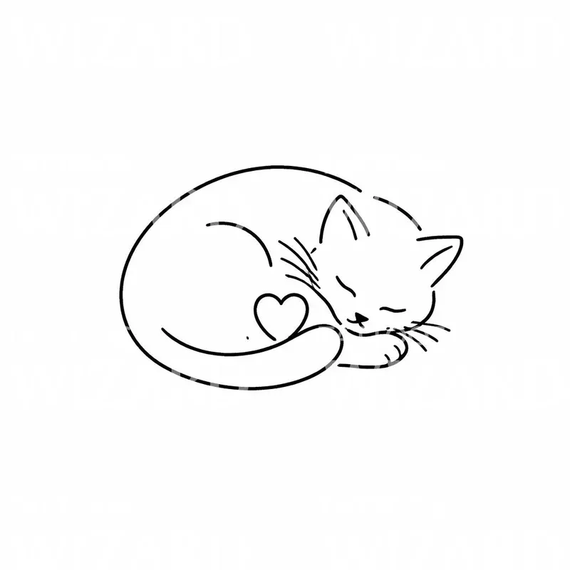 sleeping-cat-heart-tattoo-design Sleeping Cat Heart Tattoo Design