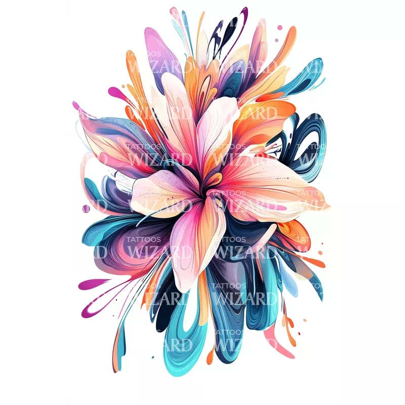 splash-bloom-explosion-tattoo-design Splash Bloom Explosion Tattoo Design