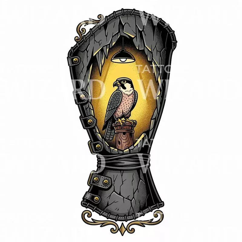 spotlight-falcon-tattoo-design Spotlight Falcon Tattoo Design