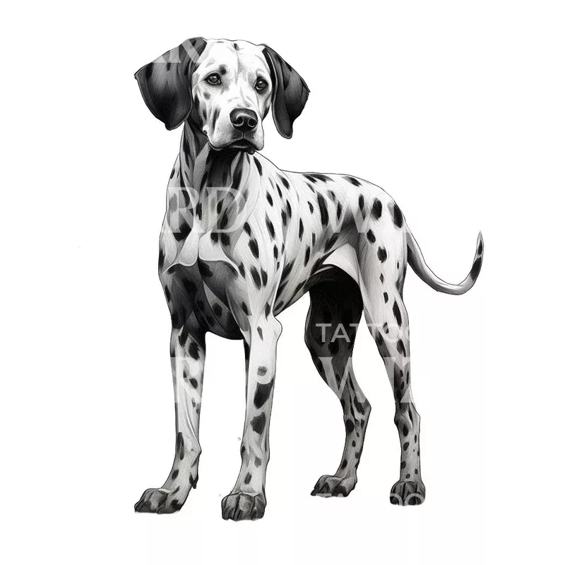 standing-dalmatian-tattoo-design Standing Dalmatian Tattoo Design