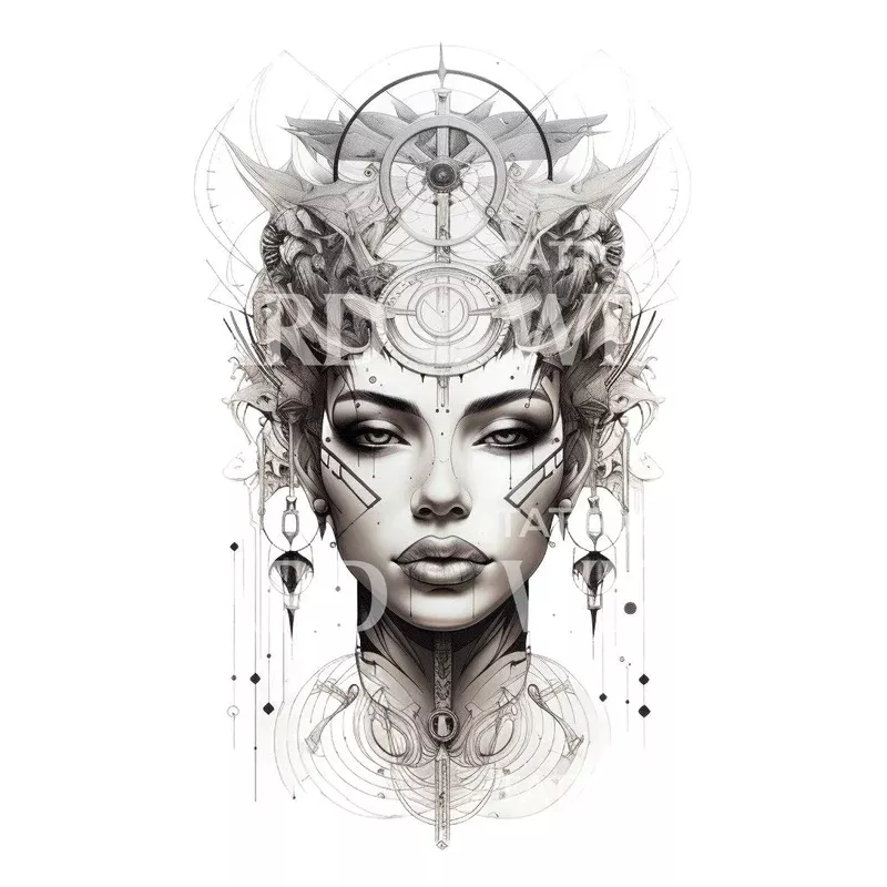Steam Punk Goddess Tattoo Design