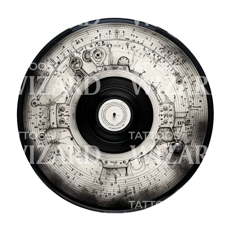 Steam Punk Vinyl Record Tattoo Design