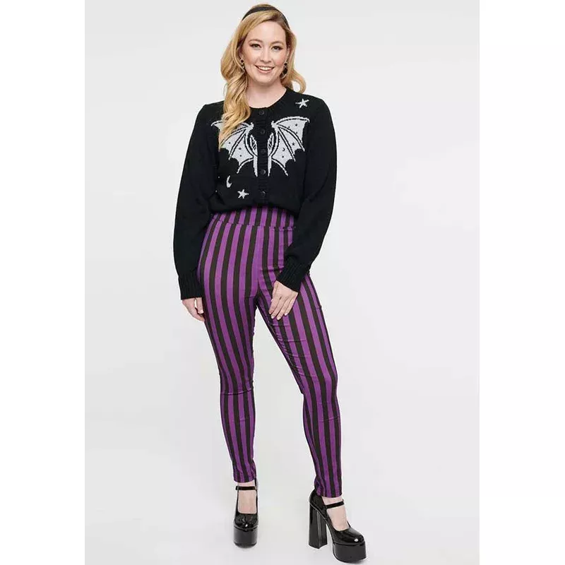 Stripe [Black/Purple] | CIGARETTE PANTS**