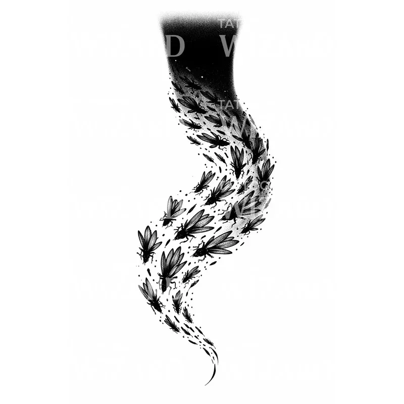 Swarm of Flies Tattoo Design