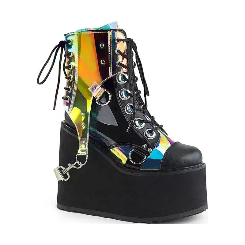 SWING-115 [Black/ Clear Hologram] | PLATFORM BOOTS [PREORDER]