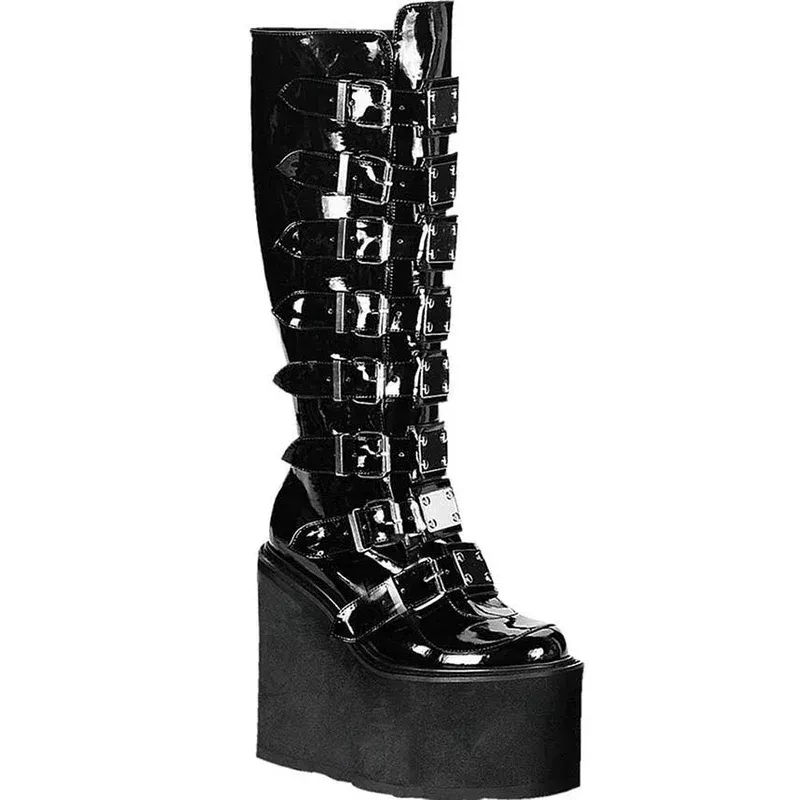 SWING-815 [Black Patent] | PLATFORM BOOTS [PREORDER]