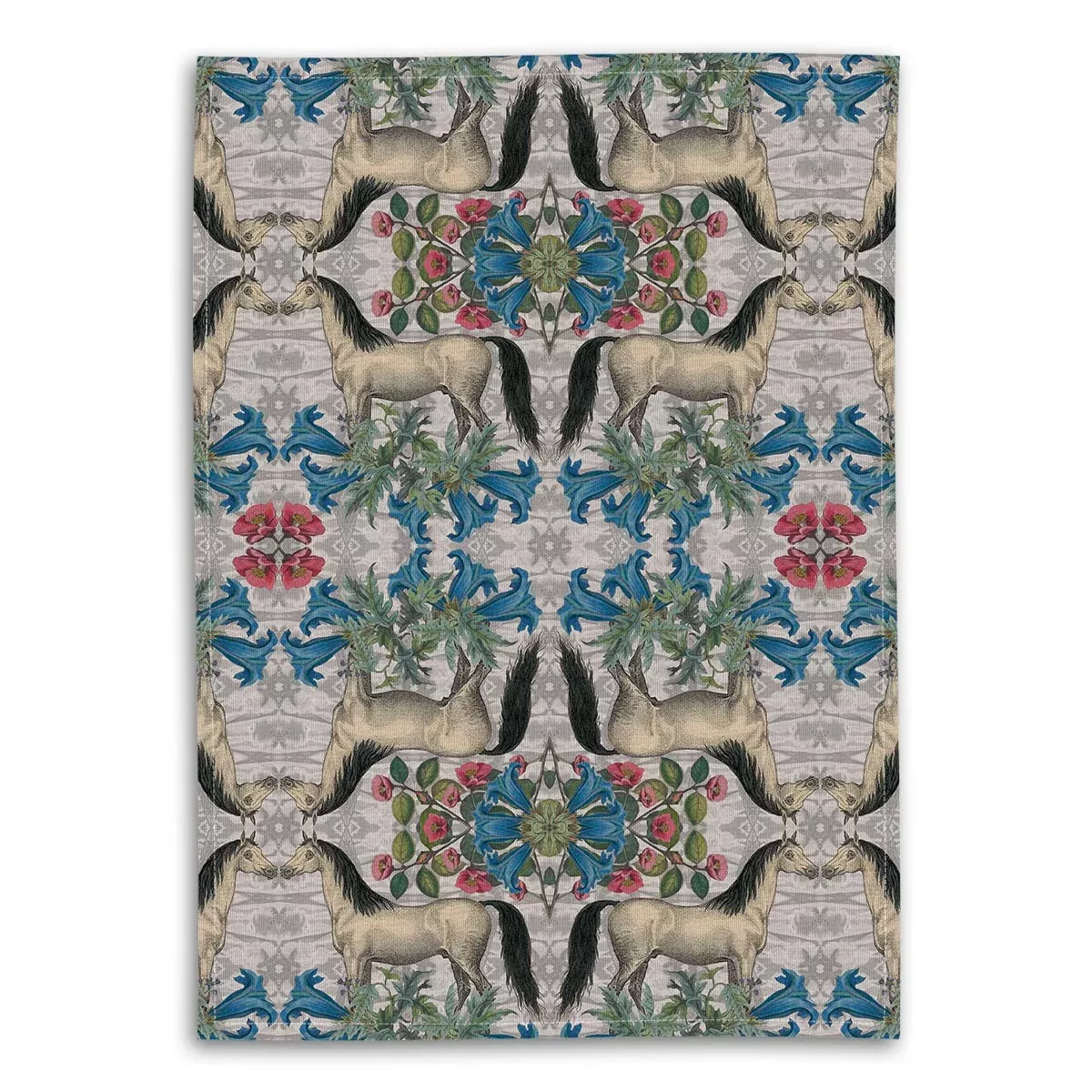 tea-towel-white-horse-floral Tea Towel White Horse Floral