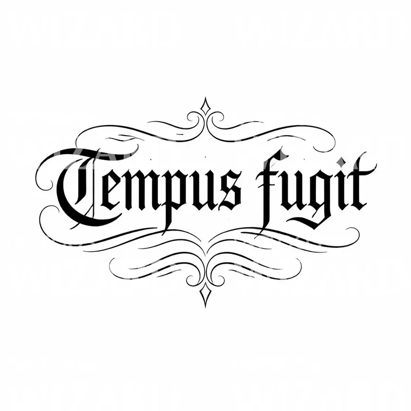 Tempus Fugit Script Tattoo Design