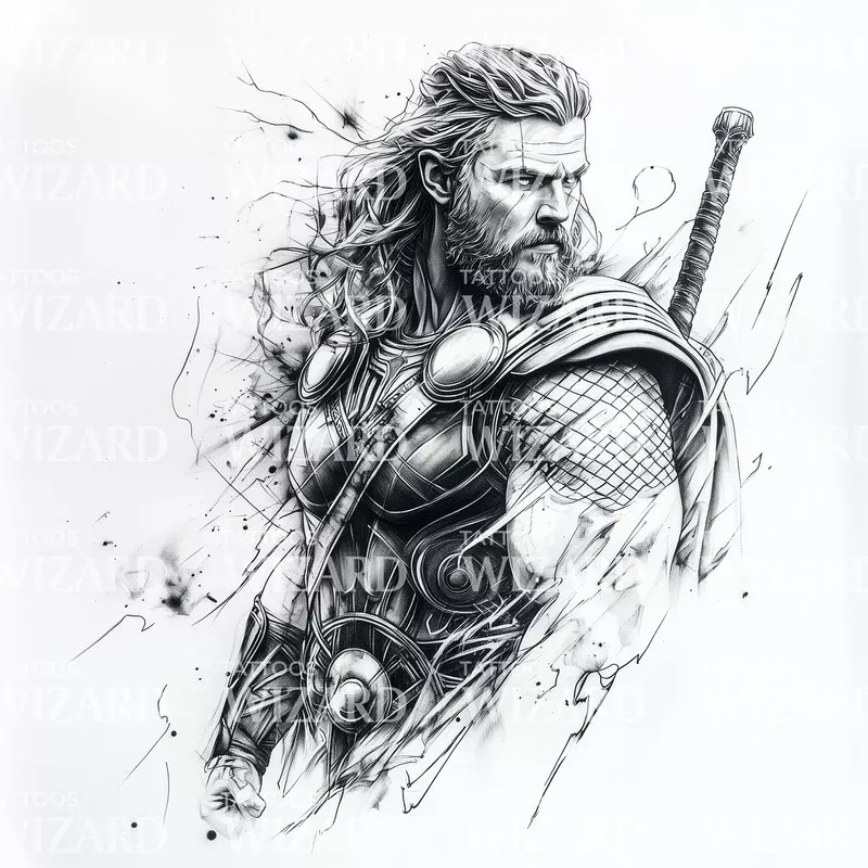 thor-portrait-tattoo-illustration Thor Portrait Tattoo Illustration