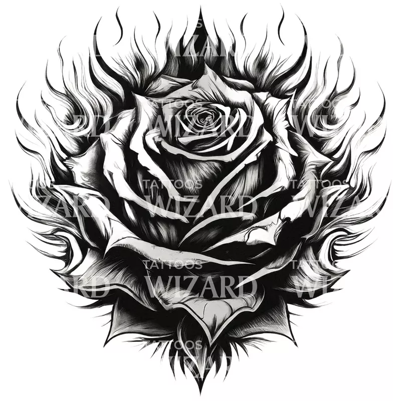 thorn-cinder-rose-tattoo-design Thorn And Cinder Rose Tattoo Design