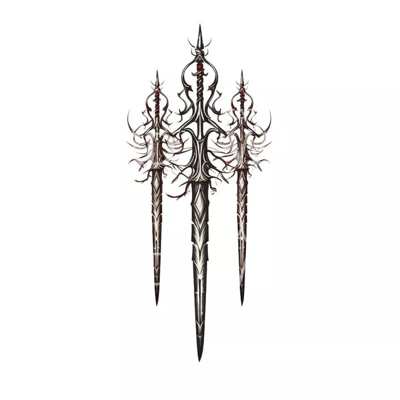 Three Sword Fantasy Tattoo Design