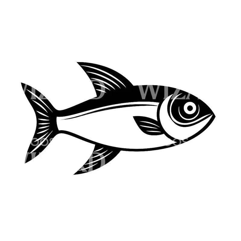 tiny-minimalist-fish-tattoo-design Tiny Minimalist Fish Tattoo Design