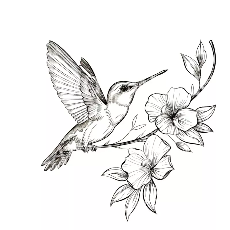 tiny-tropical-hummingbird-tattoo-design Tiny Tropical Hummingbird Tattoo Design