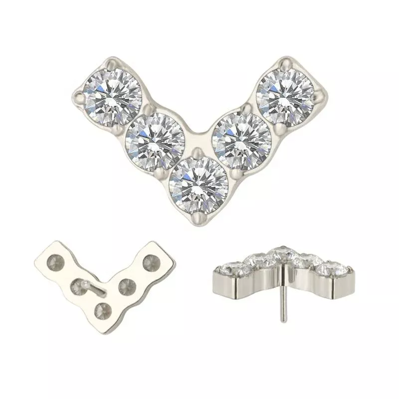 titanium-push-in-5-prong-set-round-cz-v-shape-threadless Titanium Push In 5 Prong Set Round CZ V Shape Threadless