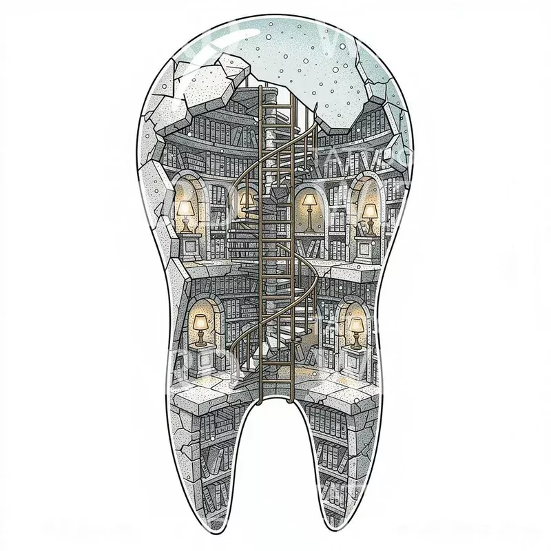 Tooth Library Staircase Tattoo Design