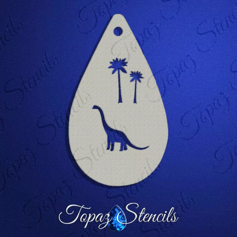 Topaz Face Painting Stencil – Brachiosaur and Trees