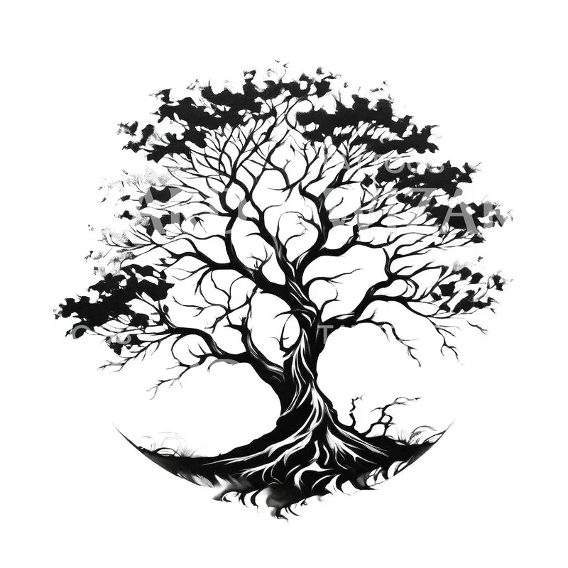 tree-silhouette-tattoo-design Tree Silhouette Tattoo Design