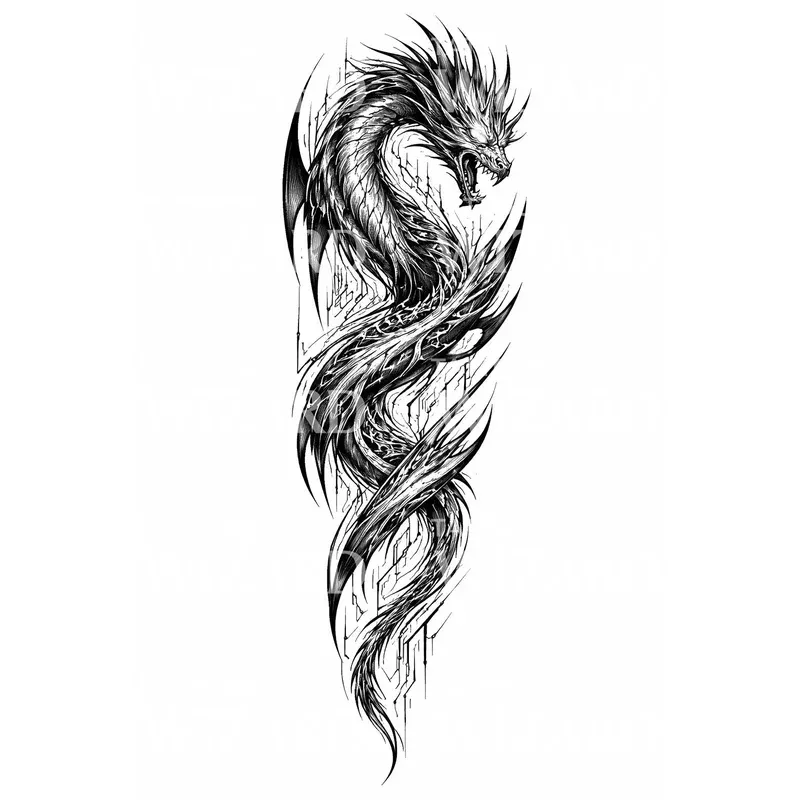 Twisting Dragon Serpent Tattoo Design
