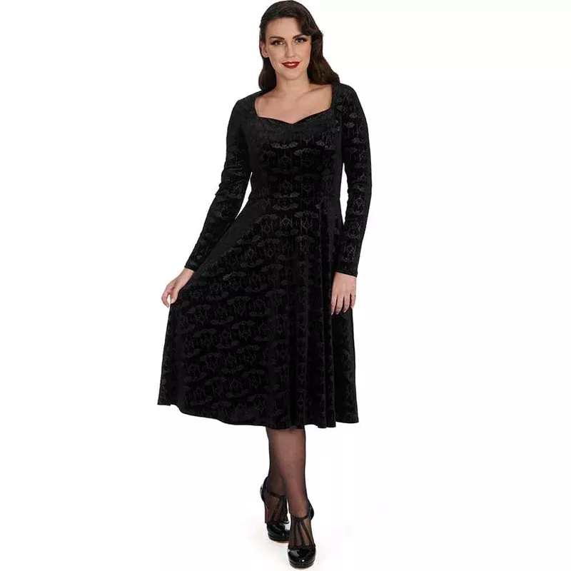 Velvet Bat Fit & Black | FLARE DRESS*