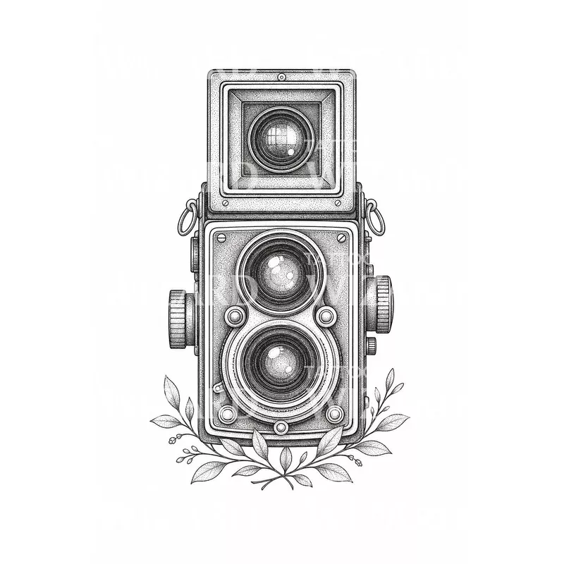 Vintage Camera Tattoo Design