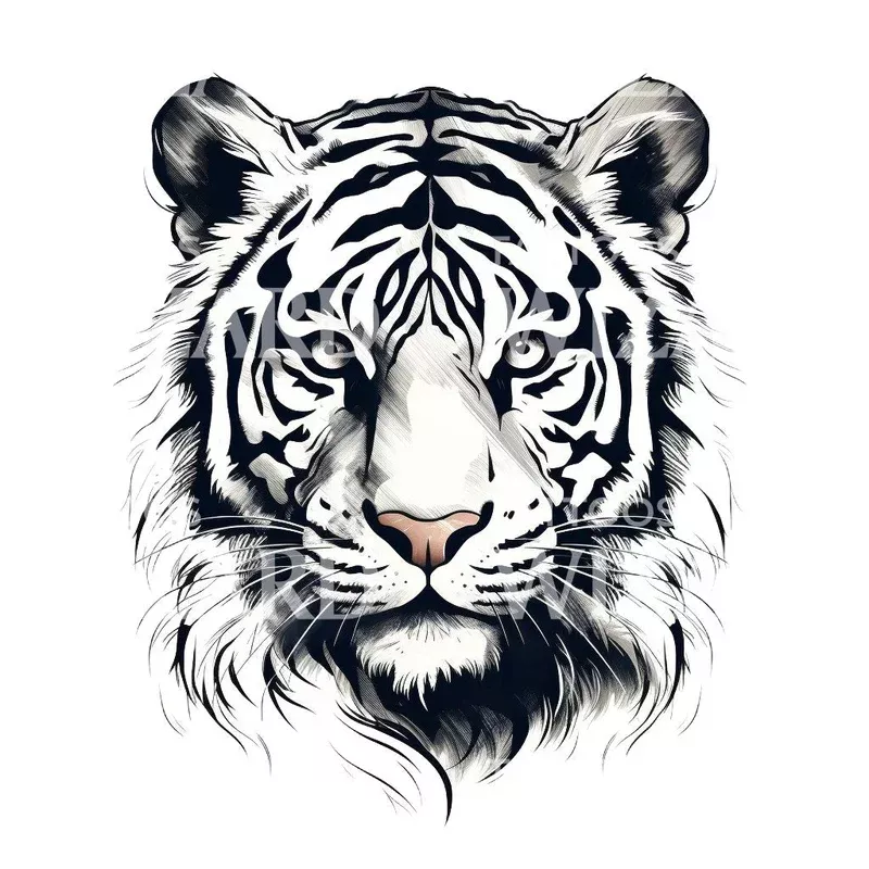 white-tiger-portrait-tattoo-design White Tiger Portrait Tattoo Design