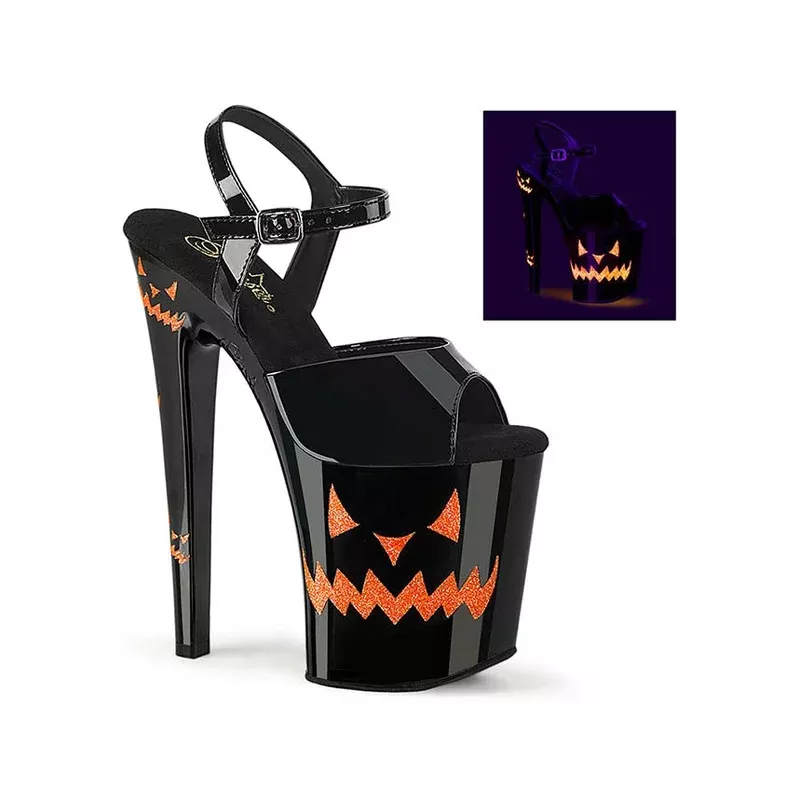 XTREME-809JOL [Black Patent/Neon Orange] | PLATFORM HEELS [PREORDER]