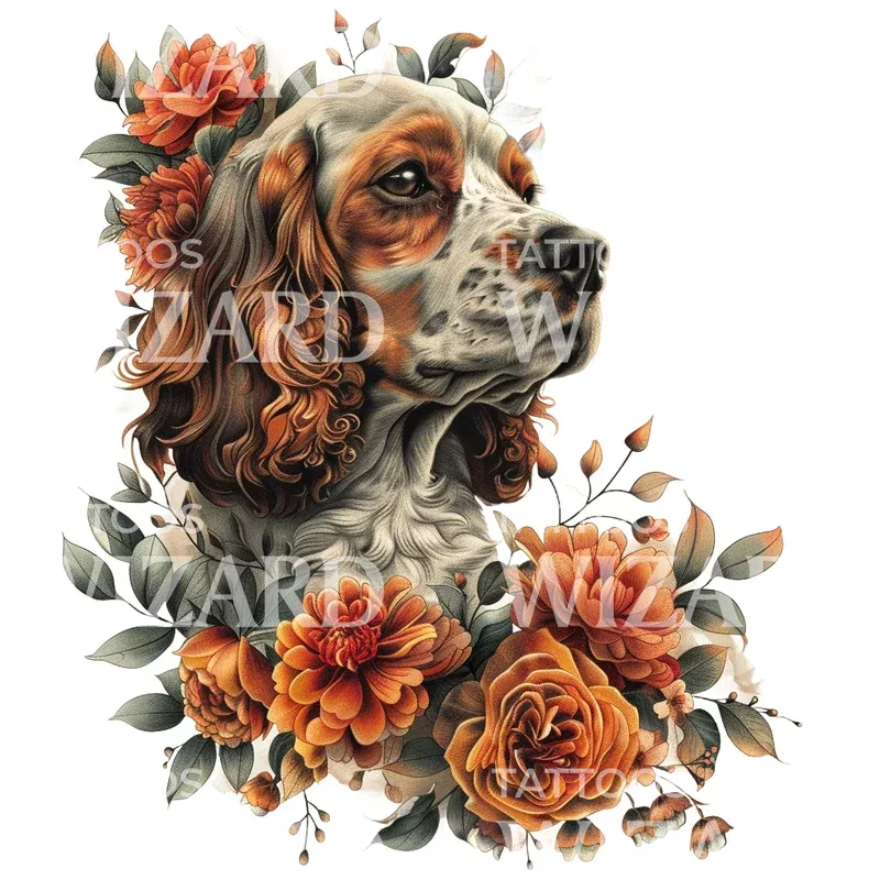 young-springer-spaniel-dog-tattoo-design Young Springer Spaniel Dog Tattoo Design