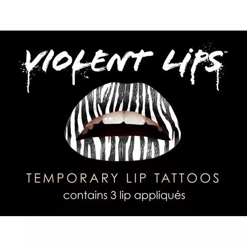 Zebra Violent Lips (3 Lip Tattoo Sets)