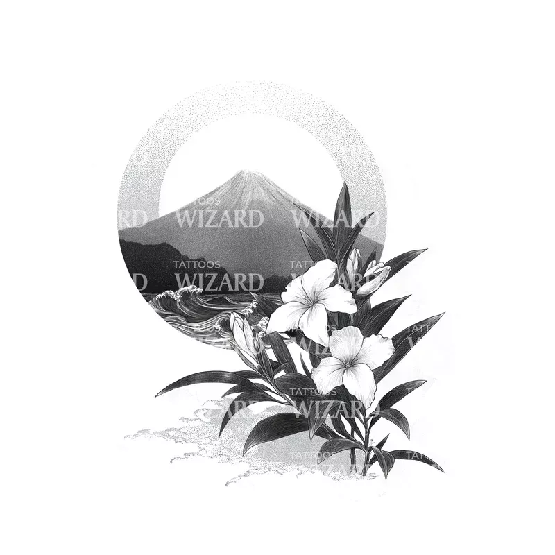 zen-mountain-bloom-tattoo-idea Zen Mountain Bloom Tattoo Idea