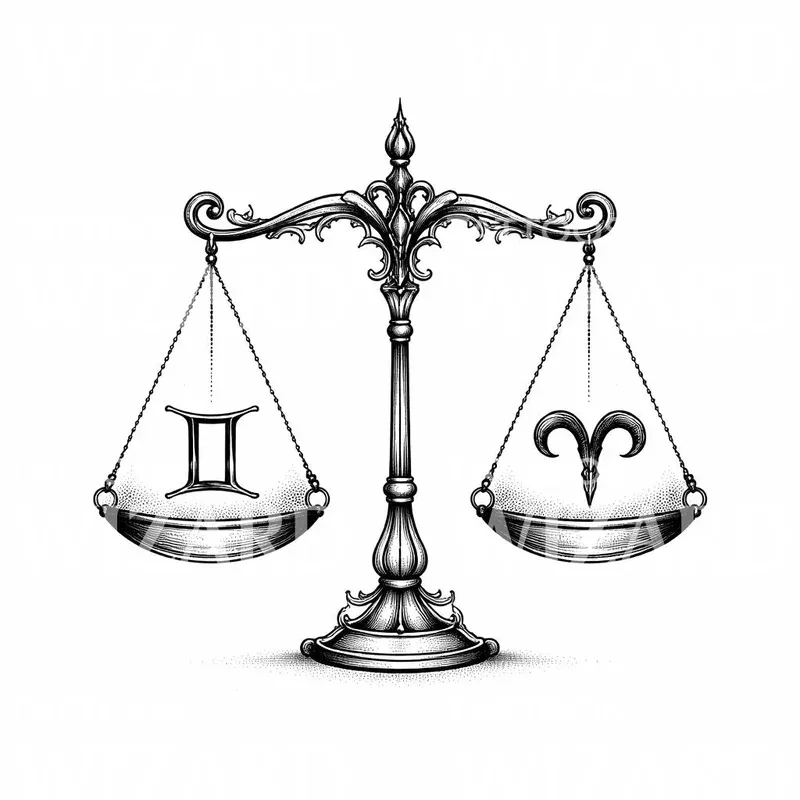 zodiac-balance-tattoo-design Zodiac Balance Tattoo Design